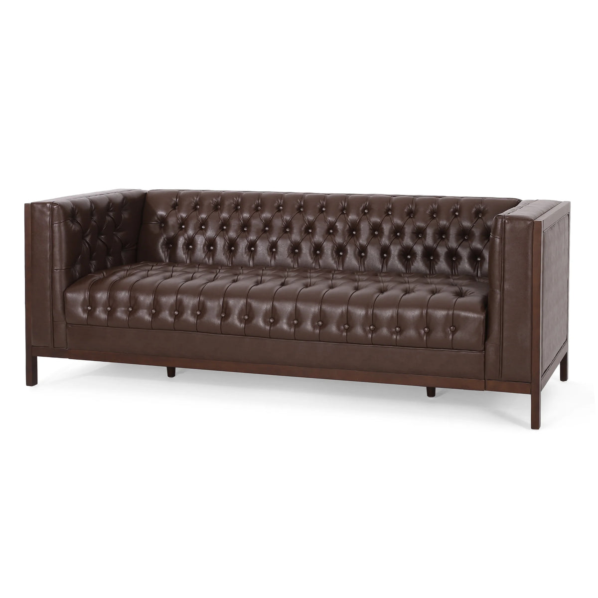 Dark Brown Faux Leather Sofa X756
