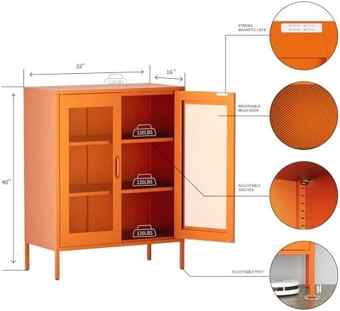 Black Metal 5-Tier Cabinet with Doors and Shelves B123