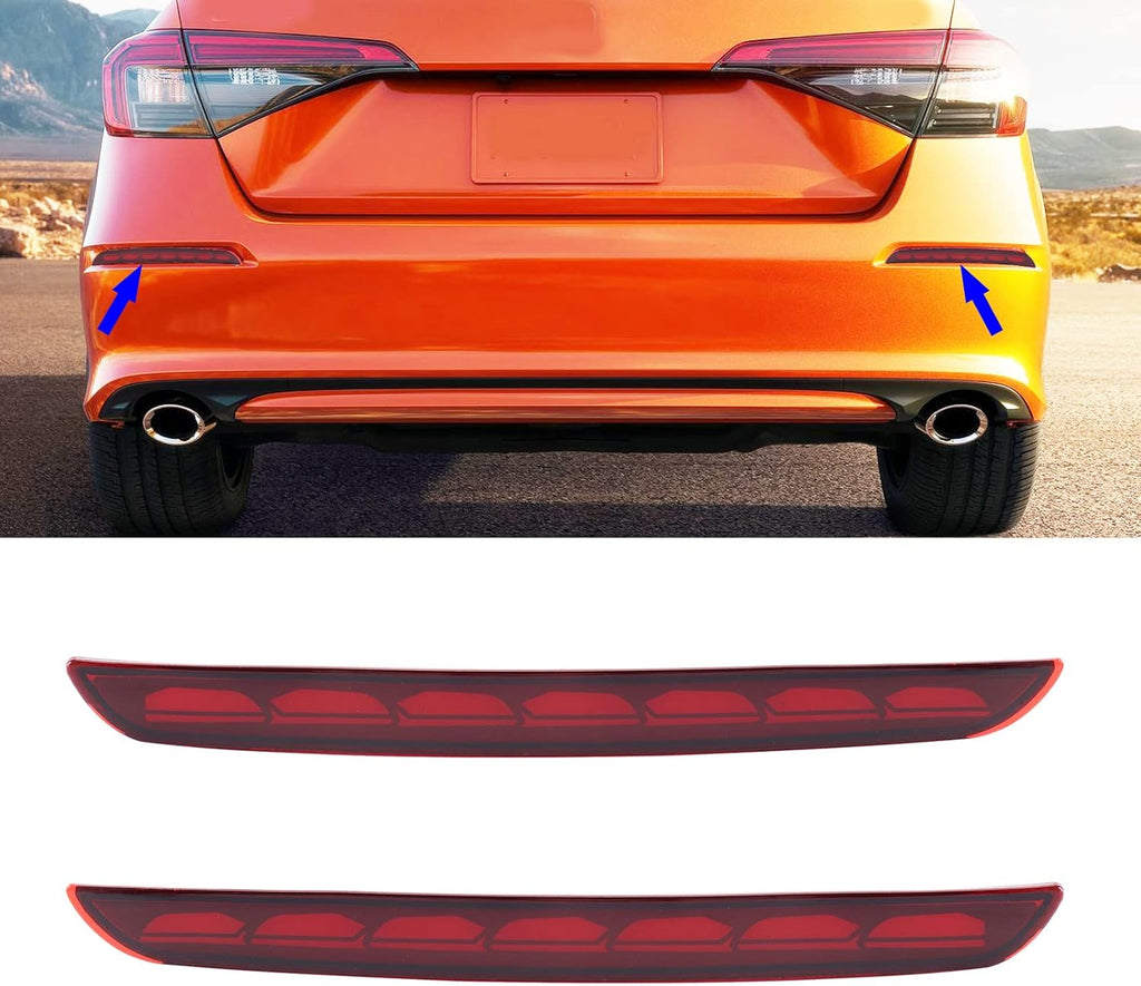 LED Rear Bumper Reflectors Brake Tail Light Red Housing Pack of 2 C746040