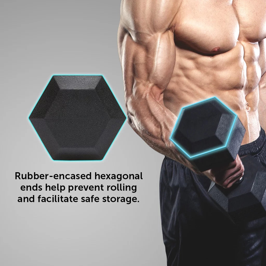 25lb Rubber Hex Dumbbell Pair B463