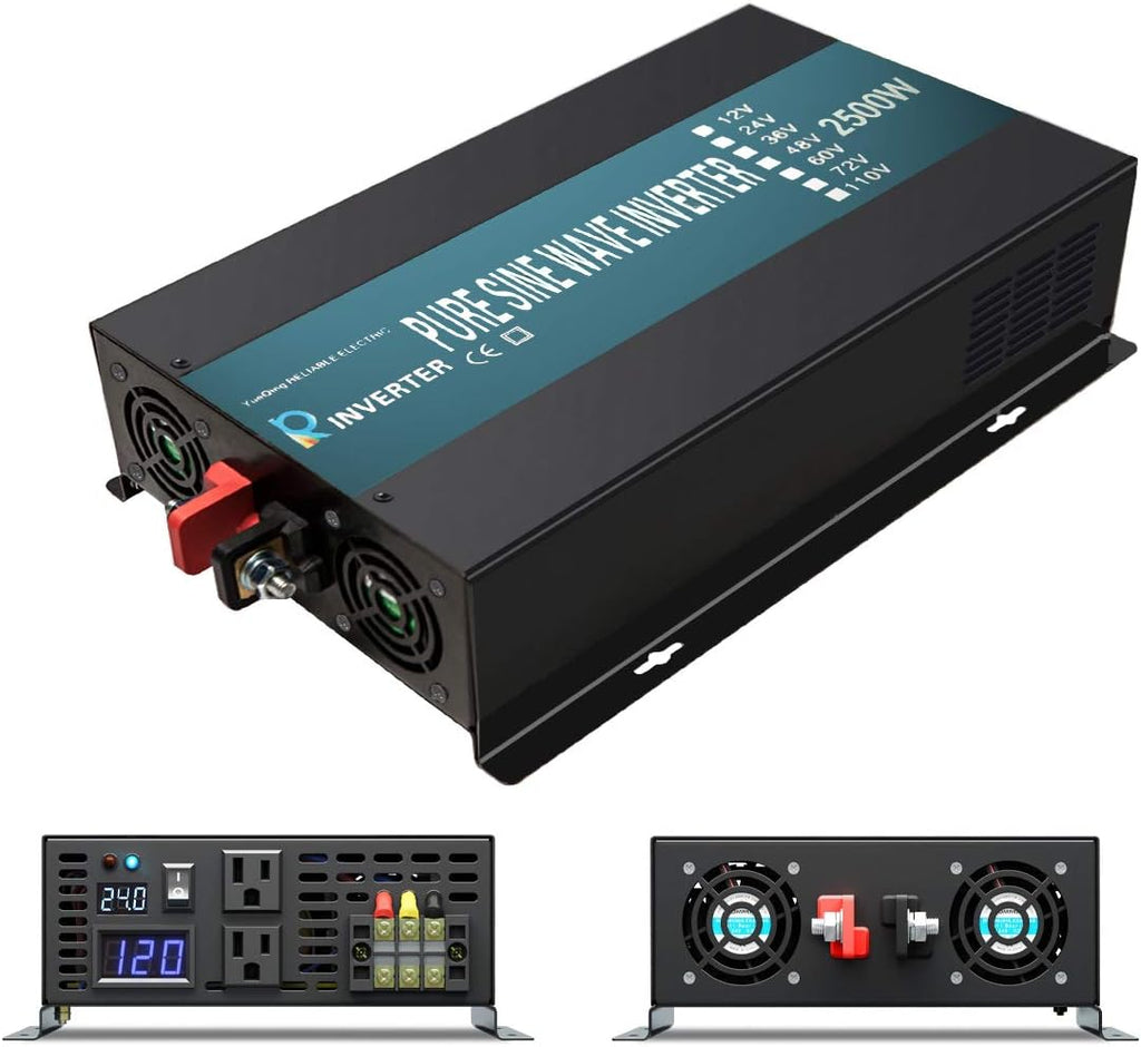 1000W Pure Sine Wave Car Power Inverter 12V DC to 120V AC with 2 AC Outlets E949380