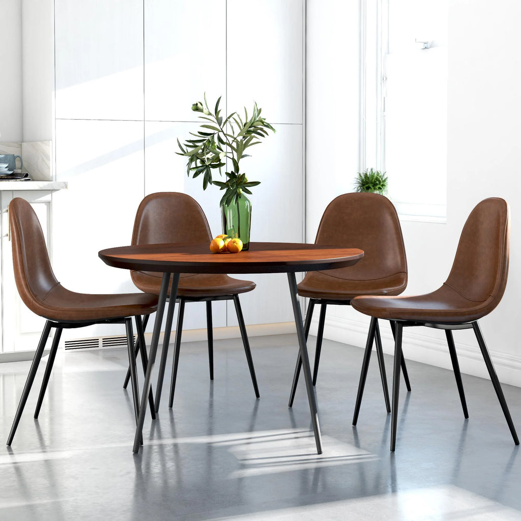 Camel Faux Leather Upholstered Dining Chair, Set of 4 P38320