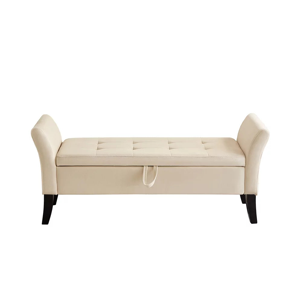 Beige Storage Ottoman Bench L925