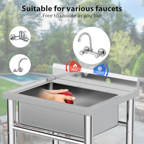 Stainless Steel Single Bowl Utility Sink with Pull-Out Faucet C91579
