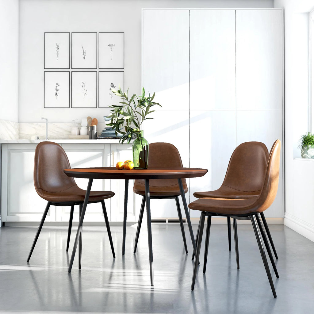 Camel Faux Leather Upholstered Dining Chair, Set of 4 P38320