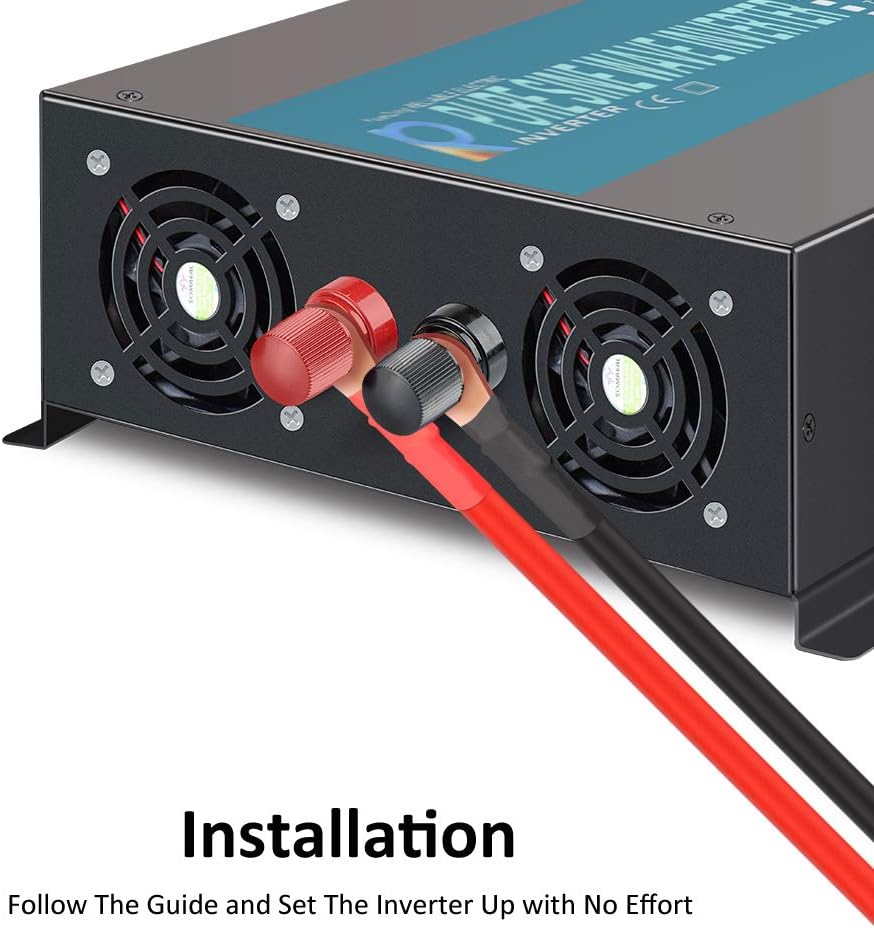 1000W Pure Sine Wave Car Power Inverter 12V DC to 120V AC with 2 AC Outlets E949380