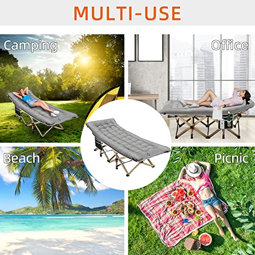 Portable Folding Camping Cot with Thick Mattress Grey Z815660