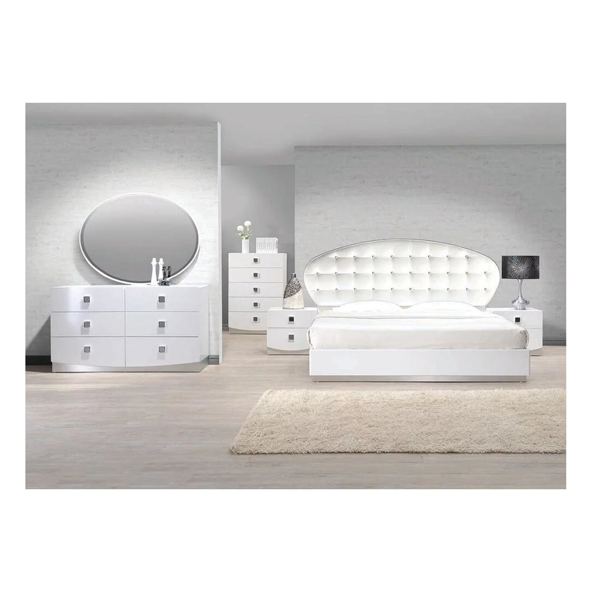 White 5 Drawer Poplar Wood Bedroom Chest F5624
