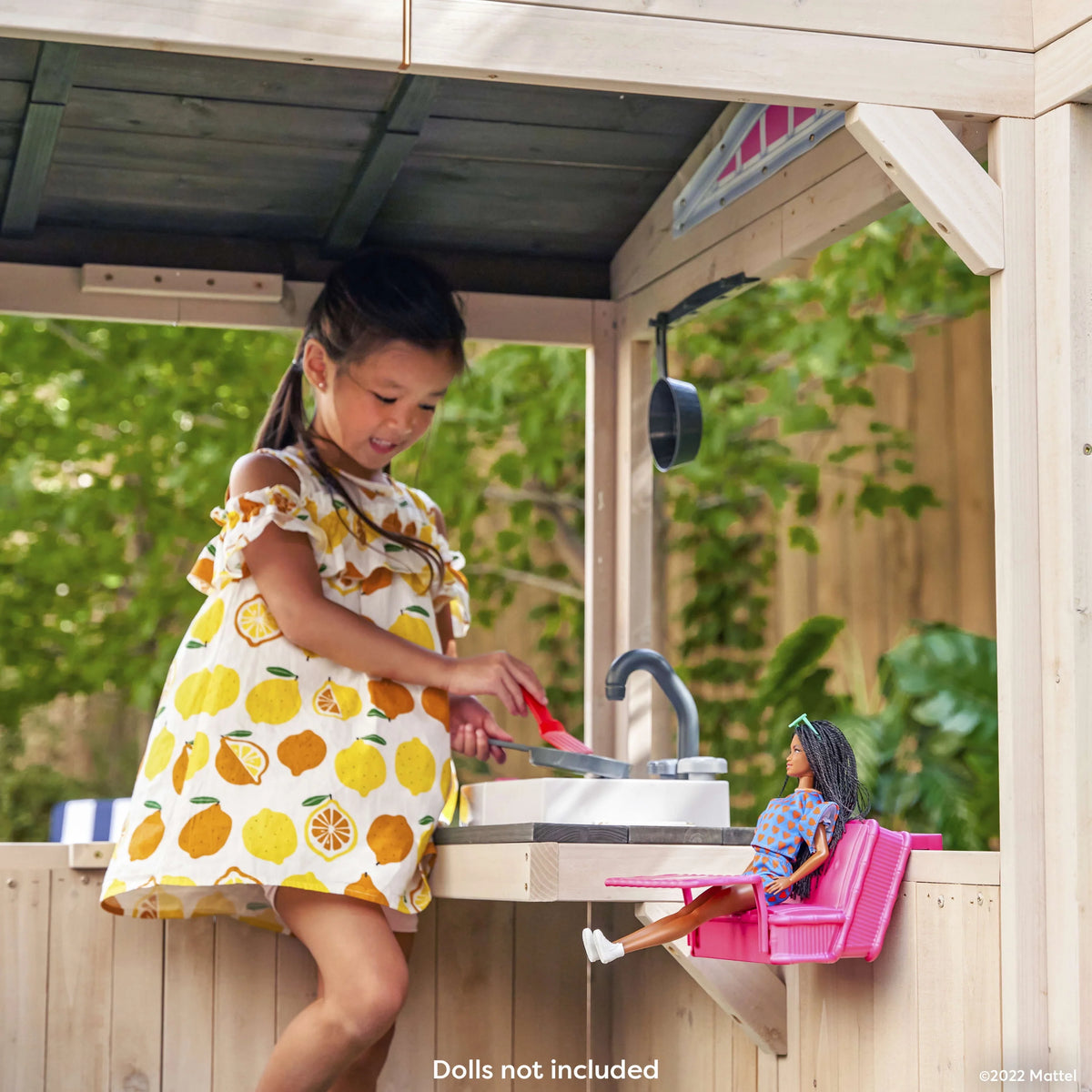 Wooden Outdoor Playhouse with Doll Table and Chairs X38747