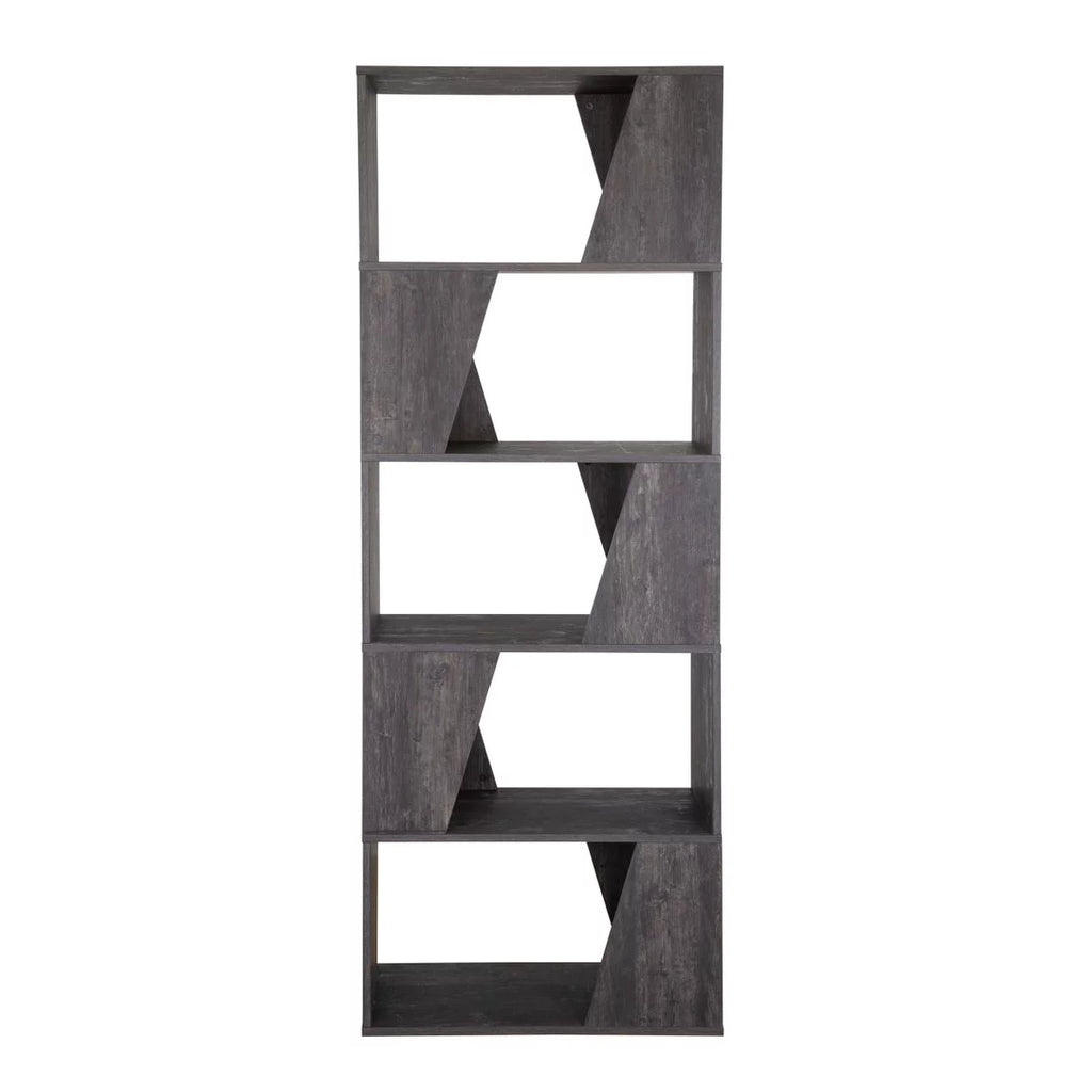 5-tier Wooden Bookcase in Washed Black Finish O174