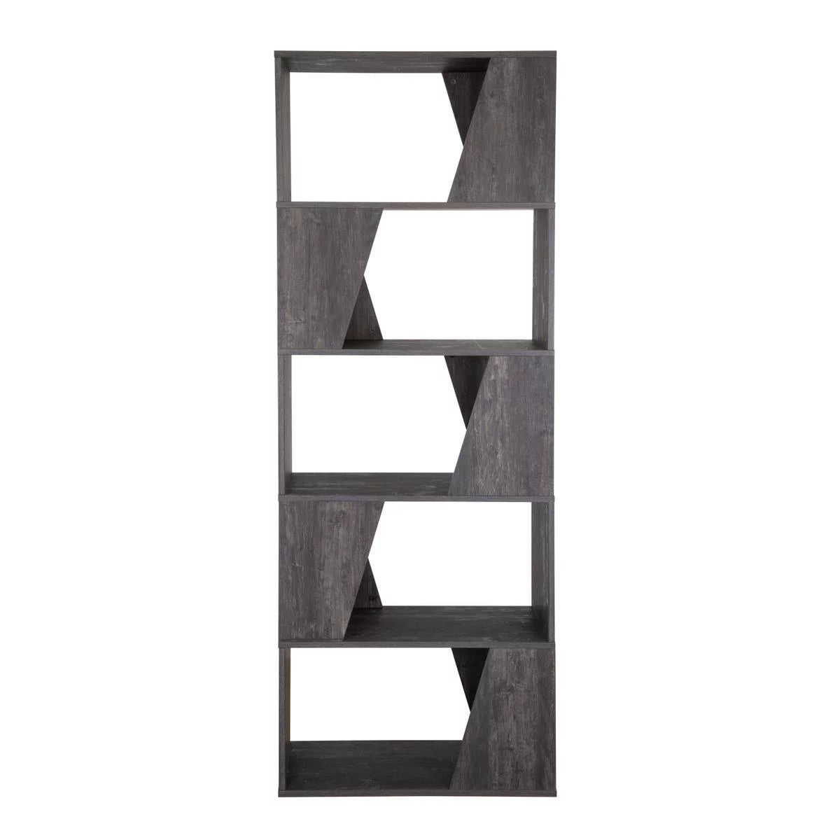 5-tier Wooden Bookcase in Washed Black Finish O174
