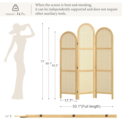 Pine Wood 5.6 Ft 3 Panels Room Divider B244