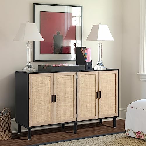 Black Rattan Sideboard Buffet Cabinet A17875