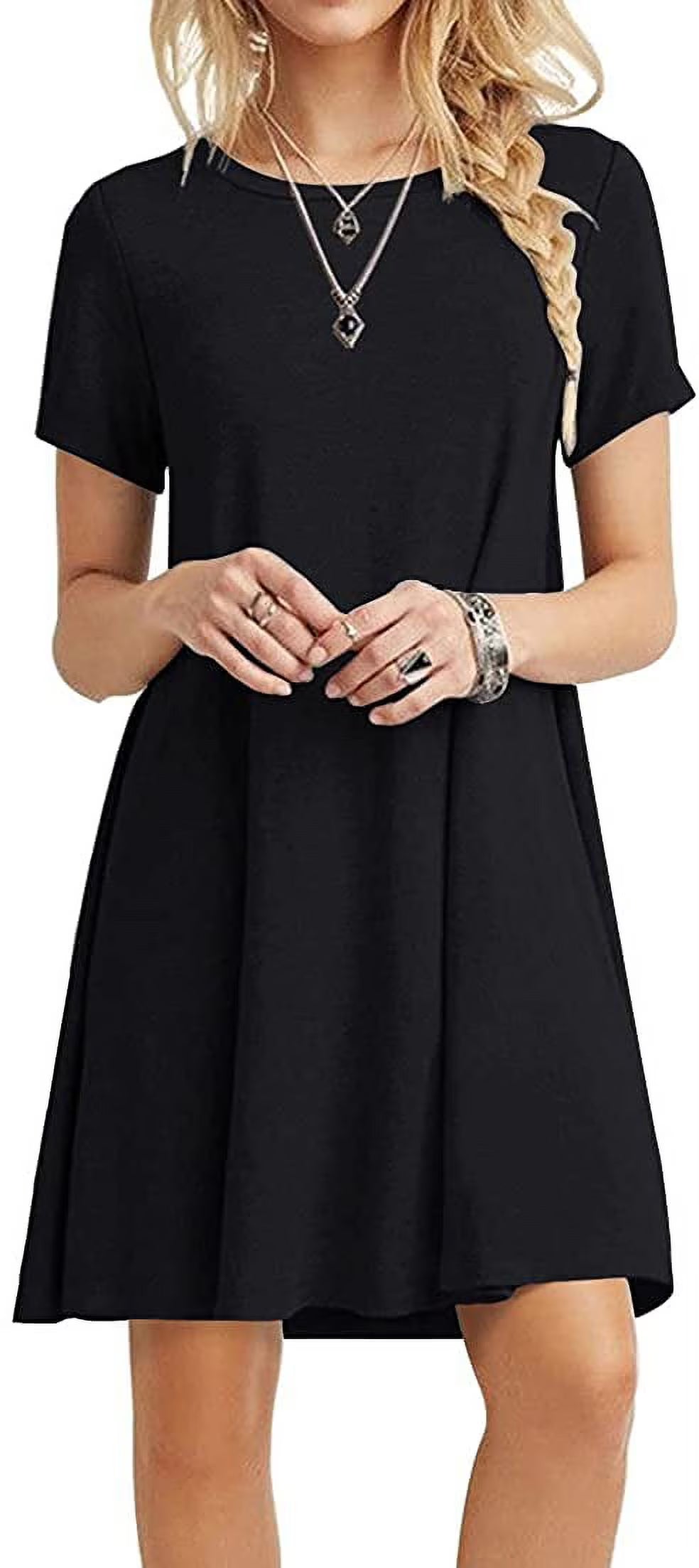 Women's Summer Casual T-shirt Dress Short Sleeve Boho Beach Dress E321550