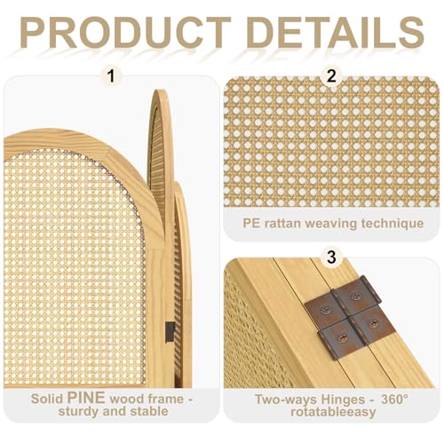 Pine Wood 5.6 Ft 3 Panels Room Divider B244